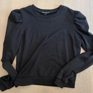 Generation Love Black Rhinestone Puff Sleeve Sweatshirt